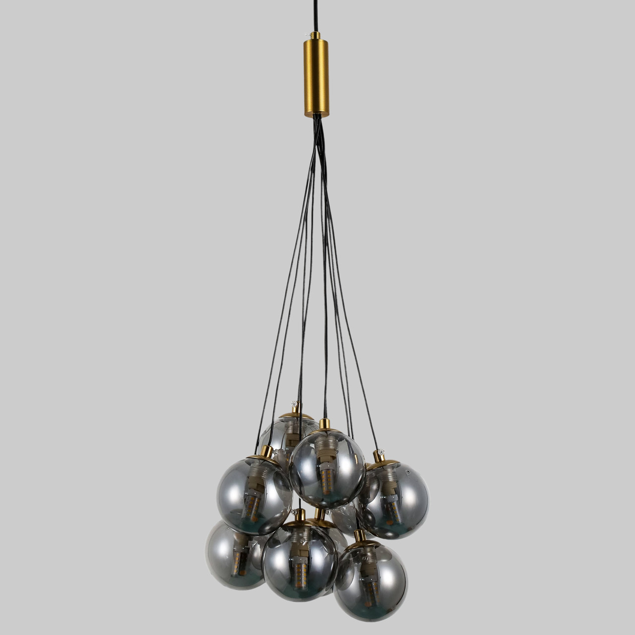 Підвісна бронзова люстра "Пучок" з графітовими плафонами на 9 ламп (800-P1023-9 SM)