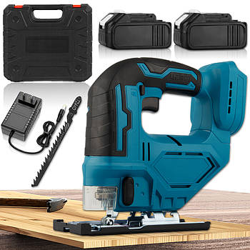 Лобзик з 2 акумуляторами 24V у пластиковому кейсі Лобзик акумуляторний з регулюванням швидкості та кута нахилу