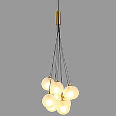 Підвісна бронзова люстра "Пучок" з білими плафонами на 9 ламп (800-P1023-9 WH), фото 4