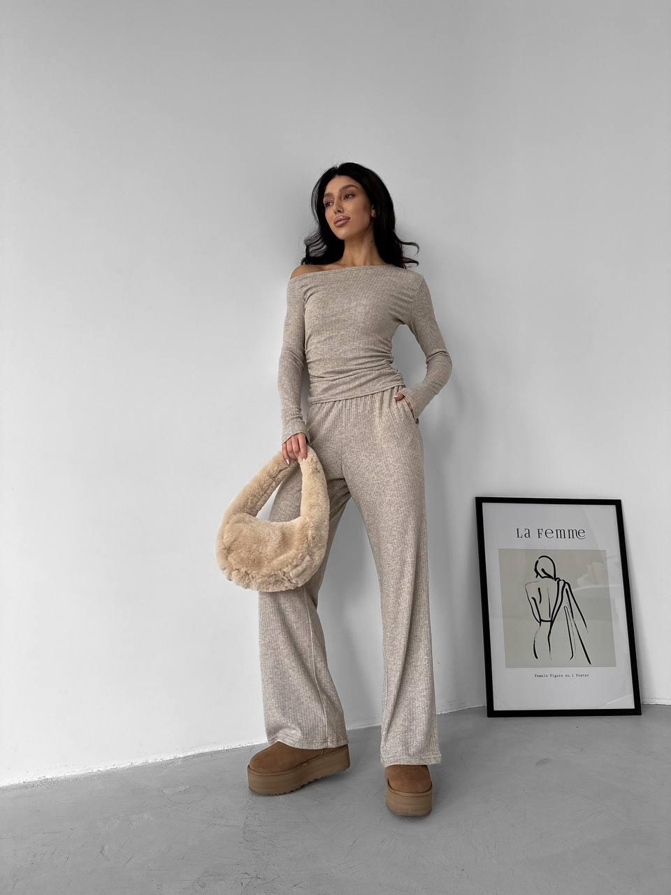 Жіночий прогулянковий костюм; Кольори: чорний, беж меланж, сірий меланж, джинсовий ; Розміри: 42-44,44-46;, фото 1