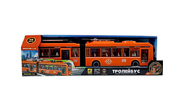 Іграшка Машинка Автоексперт Тролейбус-Гармошка Жовтогарячий зі світлом, двері відчиняються, 40 см 26487