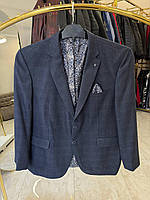 Чоловічий піджак в клітинку IFC 2440 (58-68р) батал Турция т-синій