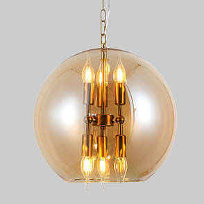 Підвісна бронзова люстра на 6 ламп з кавовим плафоном (800-P2088-6 (400) AM), фото 1