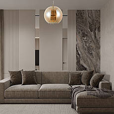 Підвісна бронзова люстра на 6 ламп з кавовим плафоном (800-P2088-6 (400) AM), фото 3