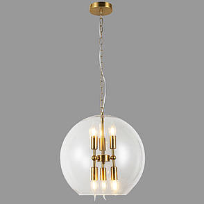 Підвісна бронзова люстра на 6 ламп з прозорим плафоном (800-P2088-6 (400) CL), фото 1