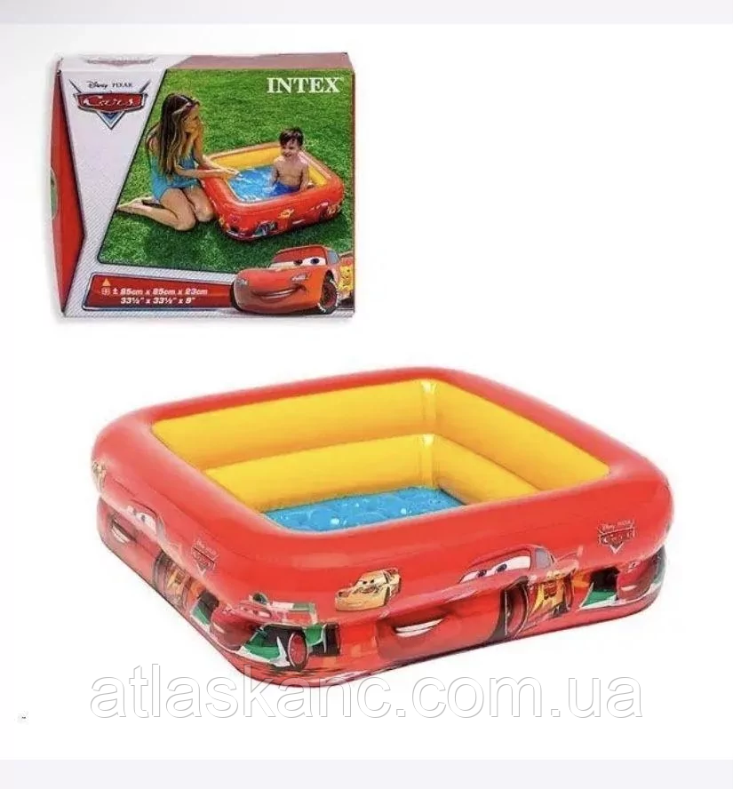 Басейн Intex квадратне м'яке надувне дно Тачки 85-85-23 см 57101, фото 1