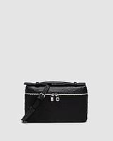 💎 Loro Piana Extra Bag 19 Ostrich Leather Black 19 х 11 х 6 см