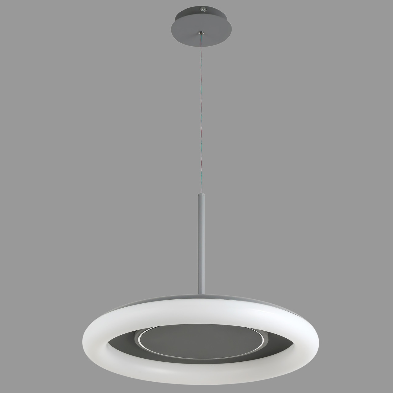 Сіра світлодіодна підвісна люстра 50см 70W з пультом і додатком (97-MD6006)