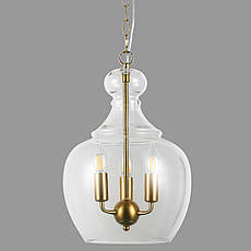 Підвісна бронзова люстра на 3 лампи з прозорим плафоном (800-P2093-3 CL), фото 4