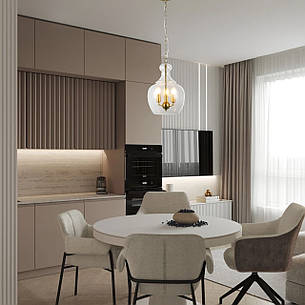 Підвісна бронзова люстра на 3 лампи з прозорим плафоном (800-P2093-3 CL), фото 2