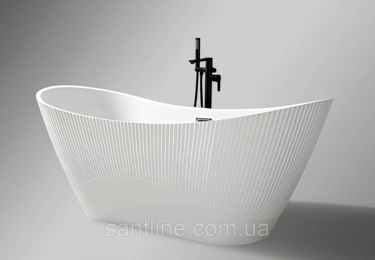 Ванна окремостояча 170х75х72 см акрилова Insana Amina овальна з сифоном і ніжками, фото 1