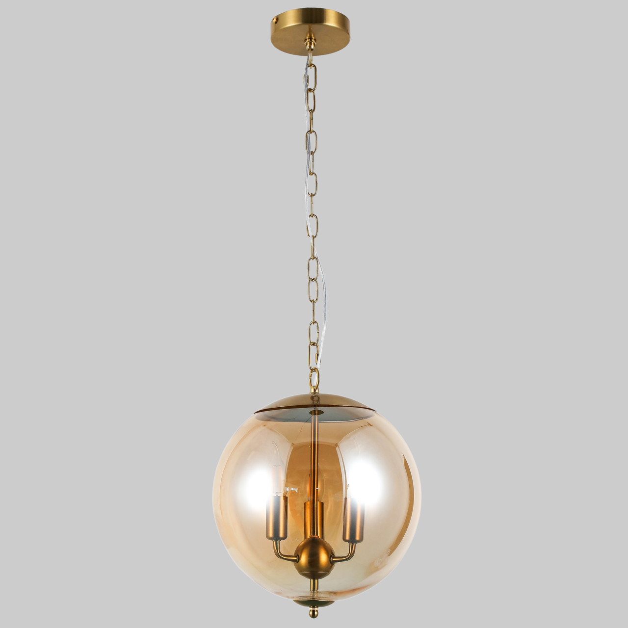 Підвісна бронзова люстра на 3 лампи з кавовим плафоном (800-P3143-3 (300) AM)