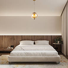 Підвісна бронзова люстра на 3 лампи з кавовим плафоном (800-P3143-3 (300) AM), фото 3