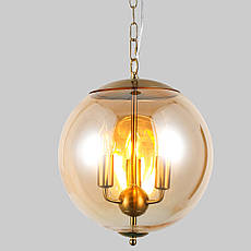 Підвісна бронзова люстра на 3 лампи з кавовим плафоном (800-P3143-3 (300) AM), фото 4