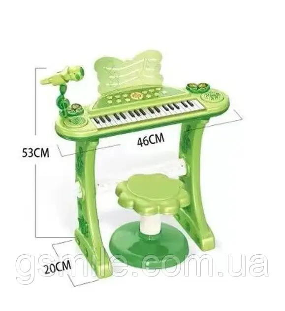 Дитячий синтезатор 8868B з мікрофоном та стільчиком, 37 клавіш, живлення від батарейок/USB