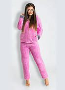 Теплий домашній костюм із вушками зайчика (р.42-44,46-48) Пухнаста махра, фото 2