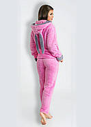 Теплий домашній костюм із вушками зайчика (р.42-44,46-48) Пухнаста махра, фото 3