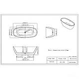 Ванна окремостояча 170х75х58 см акрилова Insana Florencia Slim WB овальна з сифоном і ніжками, фото 3