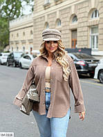 Сорочка жіноча повсякденна прогулянкова стильна модна осінева вельветова подовжена ззаду вільна