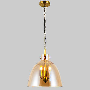 Підвісна бронзова люстра на 3 лампи з кавовим плафоном (800-P3158S-3 AMB), фото 1