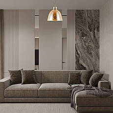 Підвісна бронзова люстра на 3 лампи з кавовим плафоном (800-P3158S-3 AMB), фото 3