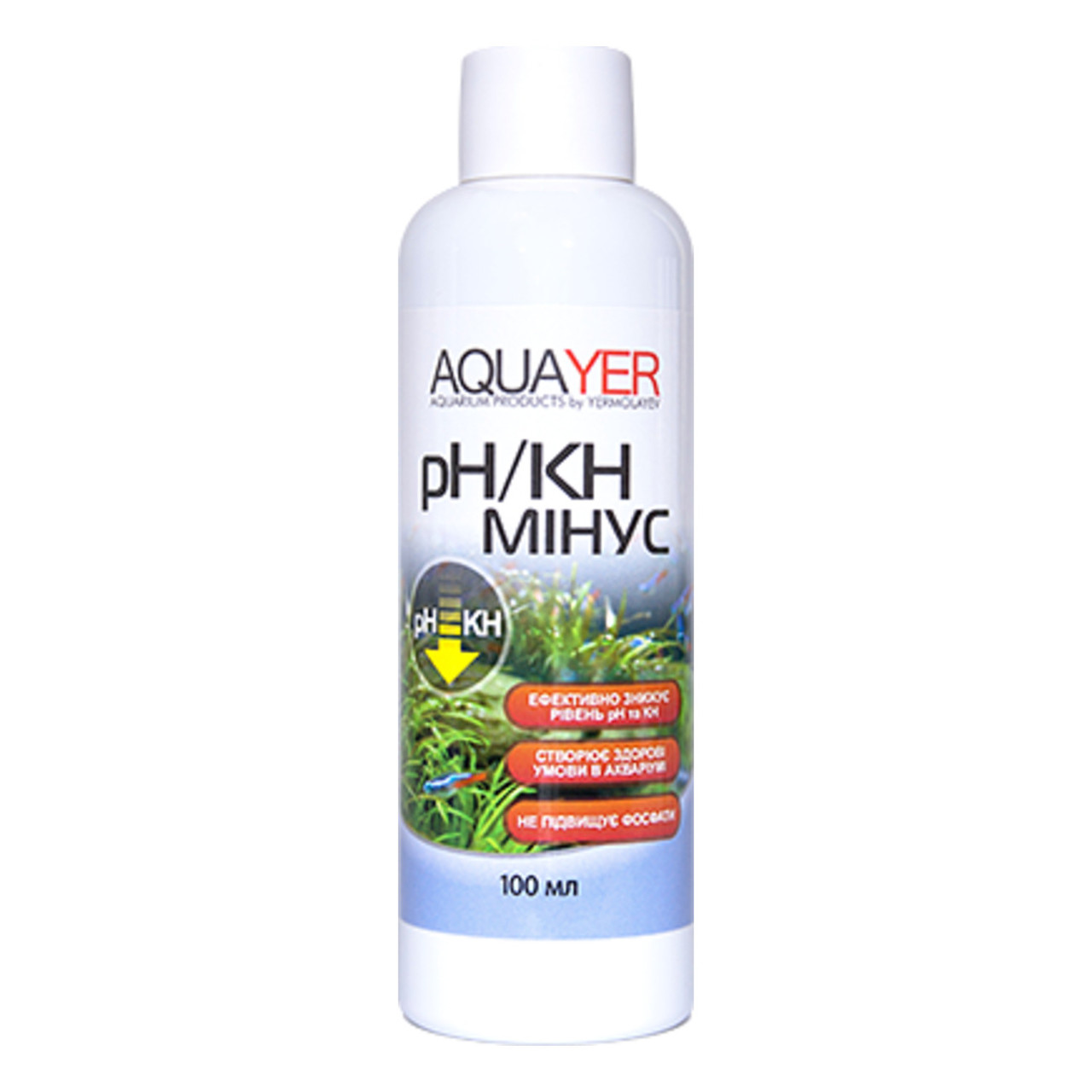 AQUAYER pH/KH мінус 100 мл - засіб для зниження карбонатної жорсткості в акваріумі, фото 1