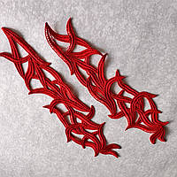 Лейси нашивні 23.5х6.5см,, Колір Red, 1 пара