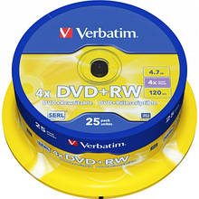 Диск DVD Verbatim 4.7Gb 4x CakeBox 25 шт silver (43489)