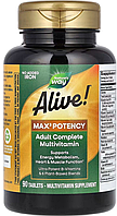 Мультивітаміни 3 на день без заліза Natures Way Alive! Max3 Potency 90 таб