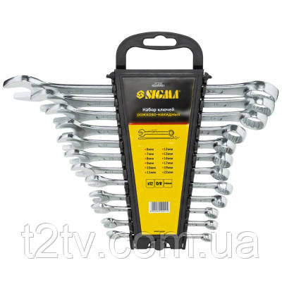 Ключ Sigma набір ріжково-накидних 12шт 6-22мм CrV head polished (6010201), фото 1
