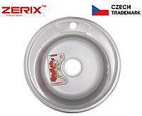 Кухонная мойка металлическая круглая из нержавеющей стали врезная качественная раковина для кухни 4949 satin180