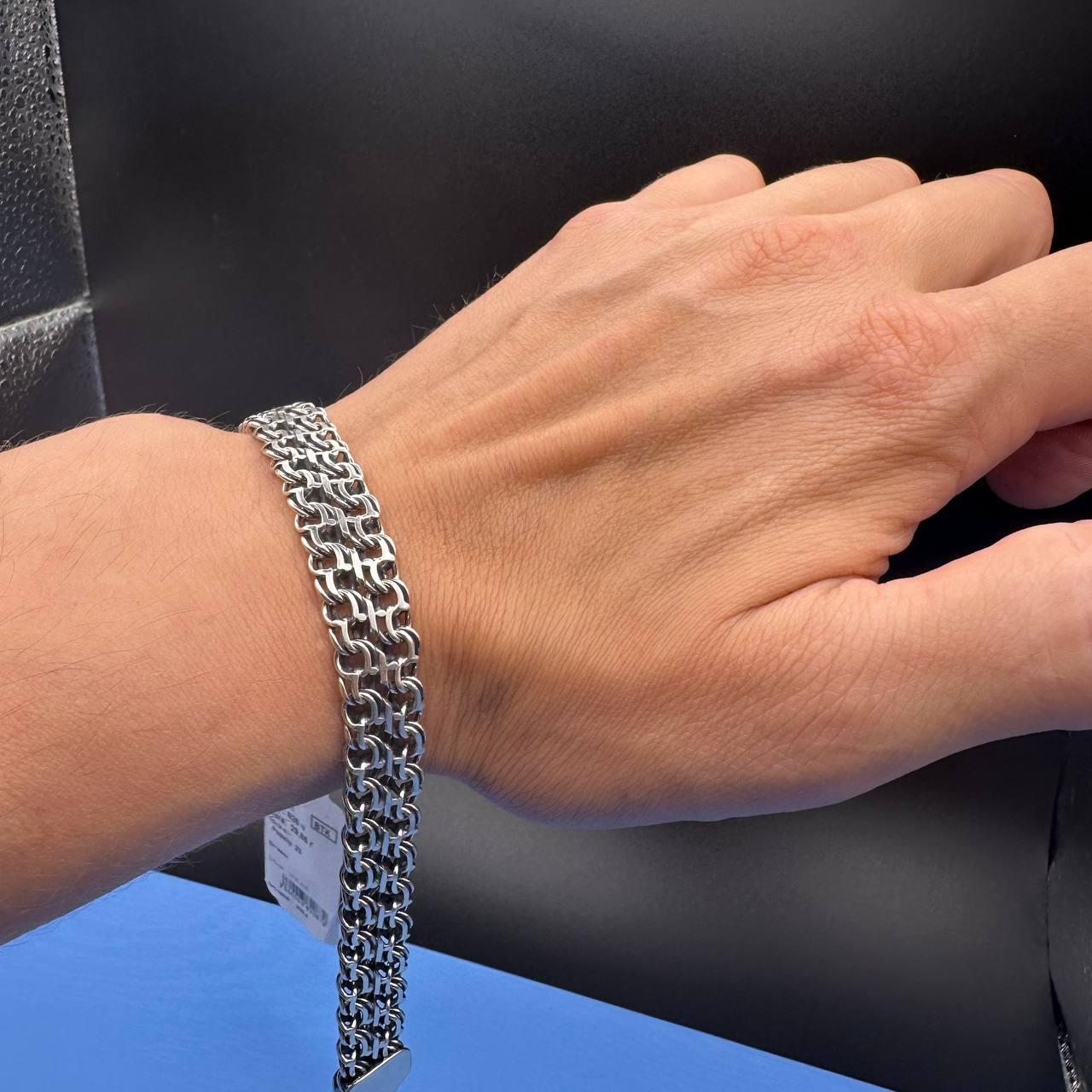 Широкий чоловічий браслет Азов на руку срібло 925 проби з чорнінням