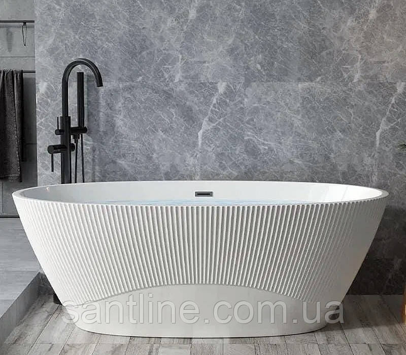 Ванна 170х80х58 см окремостояча акрилова Insana Florencia Line овальна з сифоном і ніжками, фото 1