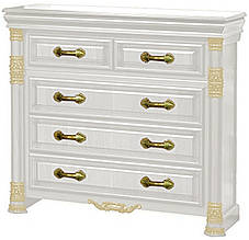 Комод в спальню з ДСП/МДФ Аманда Скай Горіх Білий/Золото