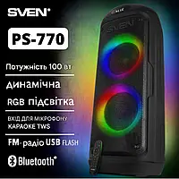 Портативна акустична система SVEN PS-770 Акустичні системи 100 Вт Колонка блютуз TWS FM Портативна bluetooth колонка