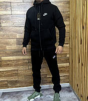 Утепленный Спортивный костюм мужской на флисе Nike с вышитым логотипом