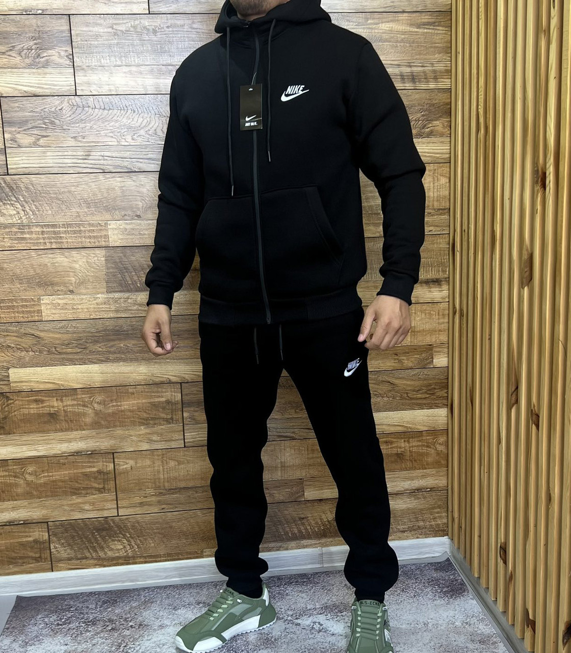 Утеплений Спортивний костюм чоловічий на флісі з вишитим логотипом - фото 1 - id-p2744980029