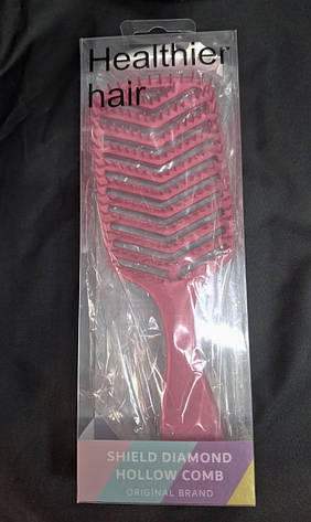 Щітка для волосся Diamond  Hollow Comb професійні масажні гребінці для волосся рожева, фото 2