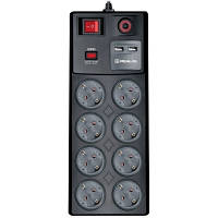 Популярний! Мережевий фільтр живлення REAL-EL RS-8F USB CHARGE 3m, black (EL122300004) - Краща якість тільки на Nukleon.com.ua