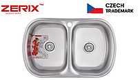 Кухонная мойка с двумя чашами из нержавеющей стали врезная металлическая на две чаши двухсекционная мойка для кухни 7749 0.8мм