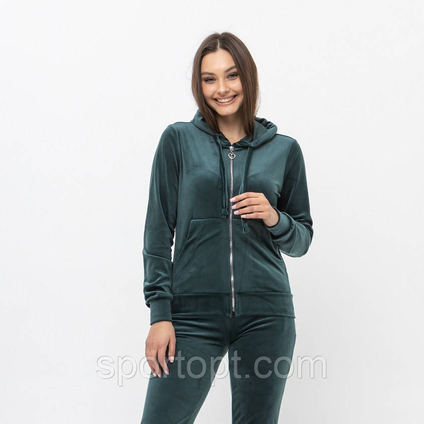 Велюрові костюми 2234 колір смарагд оптом та в роздріб, фото 1