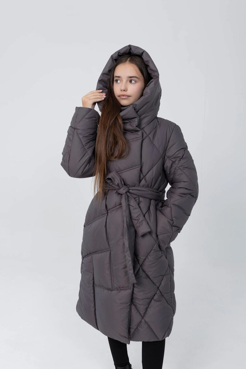 Дитячий зимовий пуховик на дівчинку Ейліна шоколад, фото 1