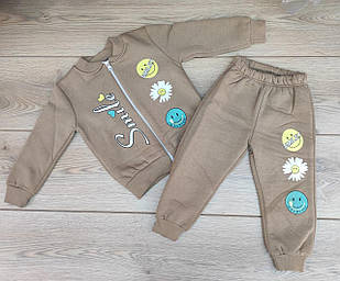 Дитячий костюм тринітка з начосом для дівчат розмір 92, 98, 104, 110