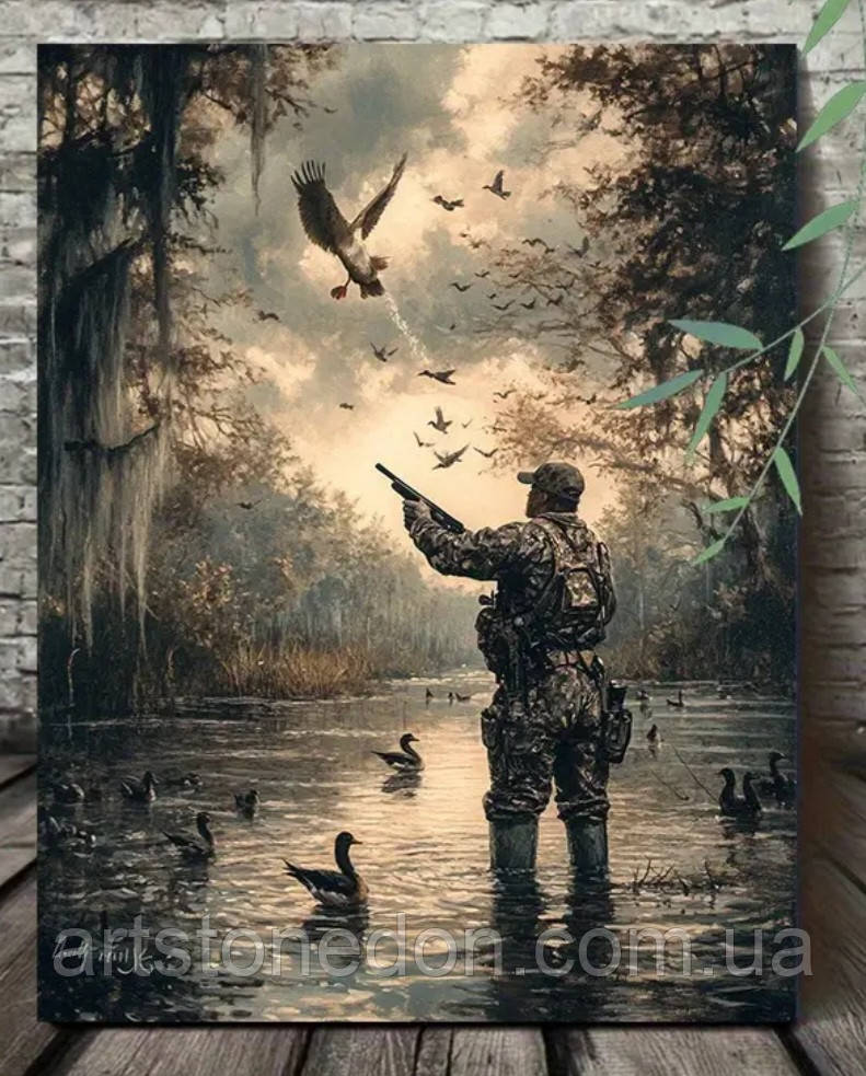 Картина "Мисливець на качок" – полювання серед дикої природи, фото 1