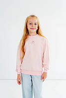 Підлітковий рожевий світшот із двониткового футеру, вільний крій, манжети на рукавах і внизу