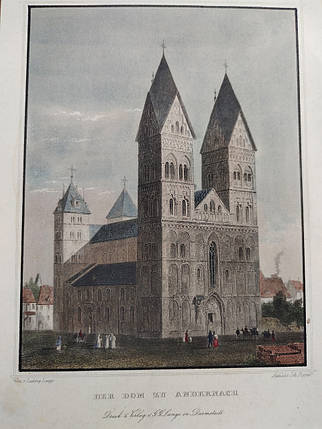 Місто Андернах Німеччина 1846 рік гравюра, фото 1