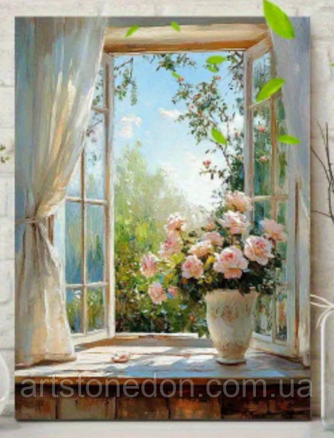 Картина на полотні Квіти на вікні, фото 1