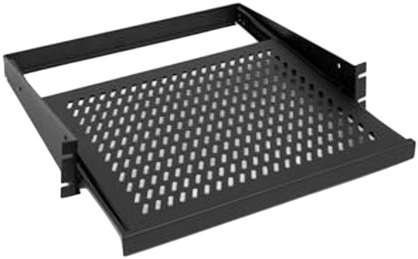 Полиця ZPAS 19", 2U, висувна, глибина 455 мм, чорна, фото 1