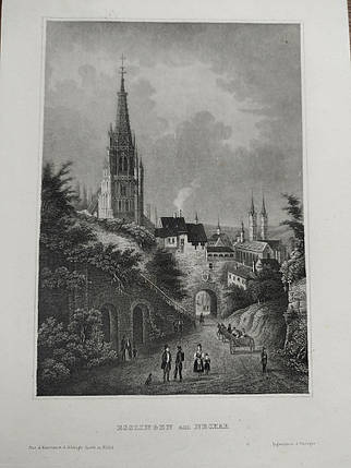 Есслінген-на-Некарі Німеччина 1856 рік гравюра, фото 1