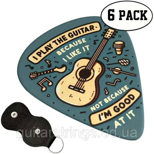 Тримач для медіаторів брелок чохол Keychain 6 Picks Pick Holder Black, фото 1